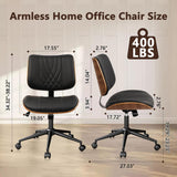 Desk Chair with Wheels, Adjustable Height Reading Chair, Leather Mid Back & Swivel Computer