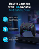 HIKICESOM Wireless Hall Effect Controller for PS5/PS5 Pro/PC/Mac, Anti-Stick-Drift Gamepad with Back Paddles, 6-Axis Motion Sensor, Turbo & Macro, Dual Vibration, Built-in Speaker, 3.5mm Audio Jack, Mute Key, LED Lighting (7Colors, 4 Effects) - Night Blac