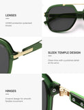 SOJOS Big Trendy Polarized Aviator Sunglasses for Women Men, 80s 90s Retro Square Aviators Sun Glasses SJ2672, Dark Green/Grey