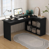 WOOOFA L Shaped Desk with Storage, Corner Computer Desk with Open Shelves