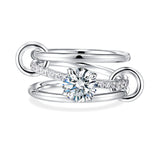JINEAR Stackable Rings for Women Non Tarnish Sterling Silver Interlocking Ring Set Cubic Zirconia Statement Bands Interlocked Stacking Multi-Link Connected Rings Jewelry