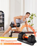 Fit Sir 25/55LB Adjustable Dumbbell Set,10 in 1 Free Weights Dumbbell of 2 with Secure Locking Mechanism for Safe,1 Sec Speed Adjustment Men/Women Gym and Home Strength Training Equipment