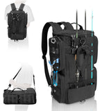 LIWSHWZ Fishing Tackle Backpack with Rod Holders,20L Lightweight Fishing Bag Storage Tackle Box Backpack for 3600 or 3700 Trays,Water Resistant Tackle Bag with Four Pockets (8.66” x 5.90” x17.52”)