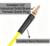 SYXQT Hybrid Air Hose 1/4-Inch x 100FT,Air Compressor Hose 300 PSI Heavy Duty,Lightweight,Kink Resistant,All-Weather Flexibility with 1/4-Inch Industrial Air Fittings and Bend Restrictors,Yellow