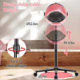 Hooded Hair Dryer, Professional Standing Hair Dryer with Time Settings, Touch Controls and 3 Temperature Modes, Sit Under Hair Dryer Bonnet, Height Adjustable Ionic Hooded Dryer for Home or Salon Use