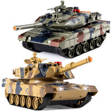 Supdex 1/24 RC Battle Tank Set, Remote Control USA M1A2 and Ger Leopard II Army Toy That Shoots for Kids and Adults, 2.4G Tank Model Toy for Boys Age 6+ Year Old with Sound Effects, Lights and Smoke