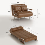 DinaiteEain 39.4" 3-in-1 Faux Leather Convertible Sofa Bed, Loveseat Brown