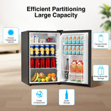 Kismile 4.41 Cu.Ft Compact Refrigerator Mini Fridge Single Door with Adjustable Thermostat, Glass Shelves Small Refrigerator Energy Saving (Black)
