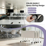 4 Pack Folding White Conference Table,47.2in Modular Mobile Training Table