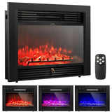 COSTWAY Electric Fireplace Inserts 28.5-inch Wide, 750W/1500W Wall Recessed and Freestanding Fireplace with 3 Flame Colors, 5 Brightness Settings, 8H Timer, Remote Control, Heater for Indoor Use