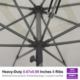 PURPLE LEAF Market Umbrella 11' x 11' Hotel Resort Semi Auto Lift, White