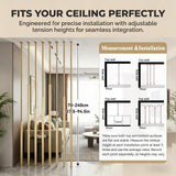 Quvex No-Drill Floor to Ceiling Room Divider, 8-Pack Metal Slats Privacy Screen Divider Column with Leveling Feet, Space-Saving Decorative Partition Posts for Home, Office & Stairway, White/Black