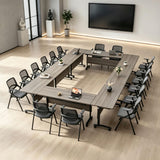 JFazzruit Folding Conference Room Table with Wheels,Modular Conference Tables Seminar Table with Grommet,Stability Enhancement,Fold Up Rolling Conference Table for Office (6, Elm, 55.2IN/140CM)