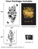 Actgan Semi Permanent Tattoos, 2 Sheets Realistic Temporary Tattoos for Women, Waterproof Non-Reflective Fake Tattoo for Summer Party, Lasts 1-2 Weeks for Thigh Arm, Large Sexy Peony Floral Butterfly