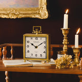 NIKKY HOME Small Gold Table Clock, Silent Non-Ticking Classic Battery Operated Decorative Mantel Desk Shelf Clock for Living Room Decor