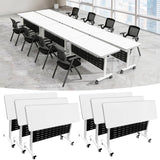 Modern Conference Table, 47.2'' Folding Conference Tables with Wheel, Flip Top Mobile Meeting Table