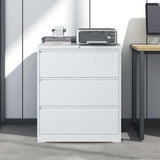Gecheer 3 Drawer Lateral File Cabinet, 35.4" Wide Metal Filing Cabinet with Lock, Heavy Duty Steel Office Storage for Letter Legal A4 Files, Anti-Tip Safety Interlock, Full Extension Drawers