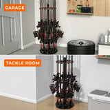 KastKing V16 Rotating Fishing Rod Holder for Garage, Floor Rack Holds Up to 16 Rods & Combos, Space-Saving Pole Organizer with Foam, Durable ABS, Fishing Gear Storage Gift for Men