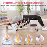Mini Inversion Table, Adjustable Back Stretcher Table for Pain Relief, Foam Roller, 350 Lbs Load Capacity Home Gym Ergonomic Lumbar Decompression Tables Improve Posture & Spinal Health Pink Black