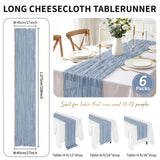 6 Pack Dusty Pink Cheesecloth Table Runner 17x108 Inch 9FT Semi Sheer Boho Gauze Table Runners for Wedding Baby Shower Birthday Party Home Bridal Shower Event Decor