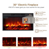 LGHM 80" Electric Fireplace with Mantel, Fireplace TV Stand for TVs Up to 90 Inch, Modern Entertainment Center with Storage, 30'' Fireplace Heater Insert with 3D Flame Effect for Living Room