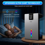 PSOS Dehumidifier, Dehumidifiers for Home, 98 OZ Water Tank, (1000 sq.ft) Quiet Dehumidifier for Basement Bedroom Bathroom with Humidity Display, Auto Shut Off, Relaxing 7 Color Ambient Light(Gray)