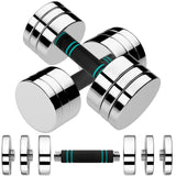 LIFERUN 15lb Steel Adjustable Dumbbell Set of 2, Free Weights Dumbbells Set, Non-Slip and Comfortable Foam Handle, Adjustable Dumbbells Weights Set for Home Gym Office Exercise