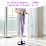 Pedal Resistance Bands with Handles, Upgrade 6-Tubes Manual Tension Training Pedal, Natural Rubber Foot Pedal Resistance Bands, (Purple)