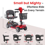MobiCyc 4 Wheel Mobility Scooters for Seniors - Up to 20 Miles Range,Folding Powered Mobility Scooter Device w/600WH Battery,Only 58 lb Weight, Dual Basket, 300 lb Capacity, Compact