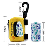 Naibeilerye Outdoor Dog Poop Bag Holder & Dispenser, Double Layer Pouch with Exquisite Embroidery, Sturdy POM Hook & Secure Fastening Design, Hanging Storage Bag for Dog Leash Hiking Travel (Yellow)