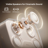 Aurzen BOOM mini Google TV Movie Projector with WiFi and Bluetooth, Voice Control, Family Mode, 20W Dolby Audio, Real-Time Focus, 4K Supported Smart Portable Home Theater Projector Outdoor, Off-white