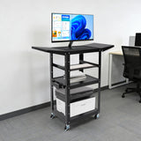 3-Tier Rolling AV Cart,Heavy Duty Mobile Work Station w/Lockable Wheels