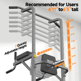 Power Tower Pull Up Station, Dip Station with Stable H-Shaped Base, Adjustable Height for Pull-Ups, Dips, Knee Raises & Calisthenics Training
