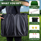 Golf Pong Putting Green Indoor Outdoor Golf Game Set with 2 Putters 2 Golf Balls 2 Golf Cups & Flags FARROLL