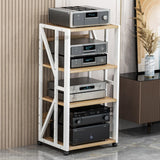Heavy-Duty AV Media Stand, Versatile Stereo Cabinet with Adjustable Shelves, Rolling Projector Cart for Home Office Entertainment, Compact Audio Equipment Storage, Ideal for TVs, DVDs, Speakers, and
