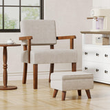 FAGAGA Accent Chairs Set of 2, 2 Solid Wood Armchairs with Side Table