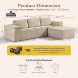 Furnify 106" Cloud Sectional Couch, Left/Right Facing Convertible Sofa with Deep Seat, L-Shape Modular Upholstered Foam Couch for Living Room Bedroom, No Assembly Required (Corduroy Fabric, Beige)