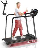 Redliro Walking Treadmill for Seniors - Foldable Senior Treadmill with 0%-2% Incline, Long Handrails - 300 lbs Capacity Home Recovery Fitness