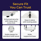 Drive Medical 2-in-1 Raised Toilet Seat with Removable Padded Arms - Elevated Bathroom Safety Support - Secure Locking Attachment - Easy Height Assistance - Durable Construction, Standard Toilets