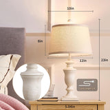 SAIWEYA 23" Farmhouse Table Lamps Set of 2, 3 Way Dimmable Lamps with 2 LED Bulbs and Rocker Switch, Vintage Nightstand Lamp for Bedroom Living Room Office End Table Entryway, White