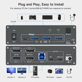USB C & Dual HDMI KVM Switch 2 Monitors Laptop & Desktop Docking Station