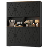 HOSTACK 71" Tall Pantry Cabinet, 55" Wide Kitchen Pantry Storage Cabinet, Large Kitchen Hutch with 2 Microwave Stands, Farmhouse Coffee Bar Station with Doors and Shelves for Dining Room, Black