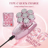 MALEGEBAZ Electric Razors for Women - 7D Electric Shaver for Women, IPX8 Waterproof with USB-C Fast Charge, LED Display, 2 Speeds & Magnetic Heads,Raspberry Sorbet