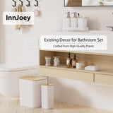 InnJoey Bathroom Accessories Set - 10PC Bathroom Set, White Bathroom Set, Bathroom Accessories Set, Toilet Brush, Bathroom Trash Can & Soap Dispenser