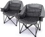 Pcuauld Camping Chairs for Adults 2 Pack Heavy Duty Padded Folding XL Camp Chair with Cup Holder, Supports 500lbs, Oversized Large Outdoor Widen Comfy Lawn Chairs for Tailgating Sports Beach
