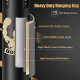 Filled Punching Bag for Adults, 4FT PU Leather Hanging Bag with 11lb Sponge Filler, Come with 12OZ Gloves, Heavy Bag Boxing Equipment for Training Karate Kickboxing Home Gym