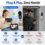 TKMARS Wireless Doorbell Camera No Subscription No WiFi/App Needed