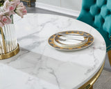 Maotifeys White Marble Dining Table for 4-6, Luxury 45" Round Faux Marble Kitchen Table for 4 Modern Circle Dining Room Tables with Diamond Gold Stainless Steel Base