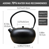 SECHUDO 67.6oz Cast Iron Teapot for Stovetop Safe, Black Japanese Tetsubin Tea Kettle with Stainless Steel Infuser for Loose Leaf, Coated with Enameled Interior