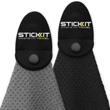 STICKIT Magnetic Golf Towel Gray and Black 2-Pack | Top-Tier Microfiber Golf Towel with Deep Waffle Pockets